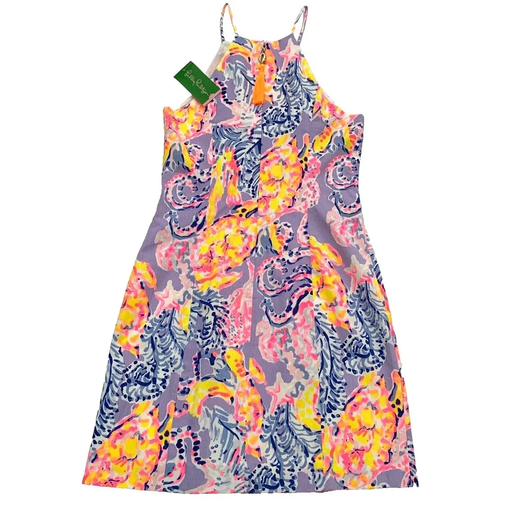 Lilly Pulitzer Pearl‎ Shift Dress Lilac Verbena So Snappy sz 0 Zipper Charm
